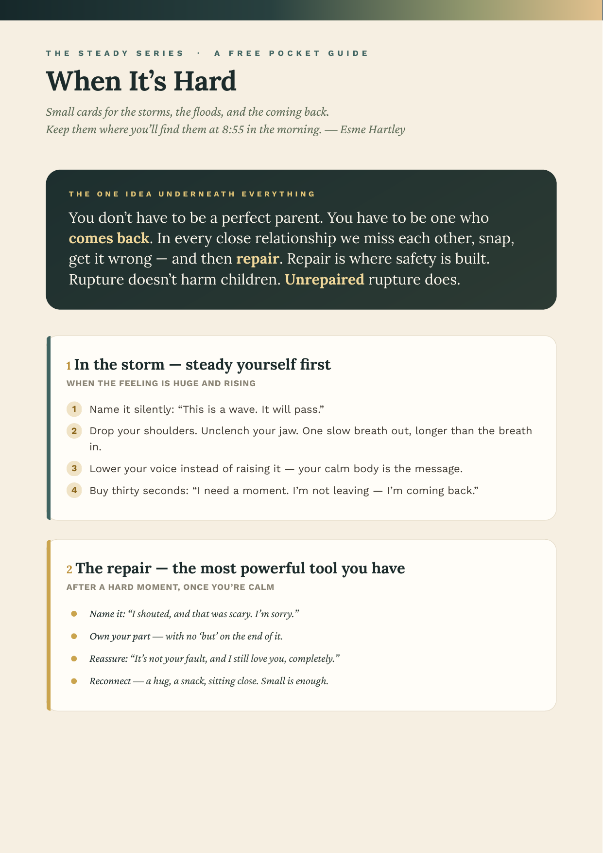 The Steady Series pocket guide — page one preview